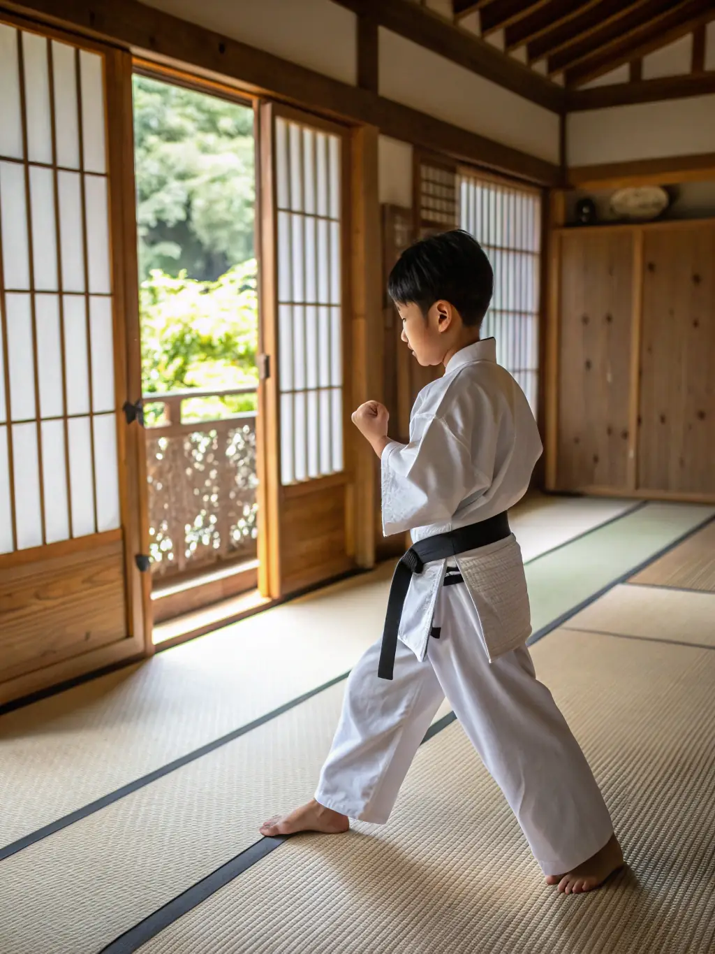 A determined Aikido student practicing a defensive maneuver, showcasing the practical application of self-defense skills.